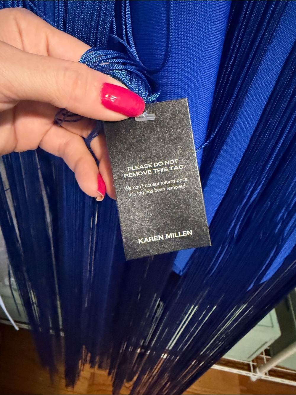 Karen Millen Electric Blue High-Low Fringe Dress - Picture 5 of 7